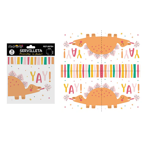 Servilletas dinosaurio naranja 33*33cm 10pcs