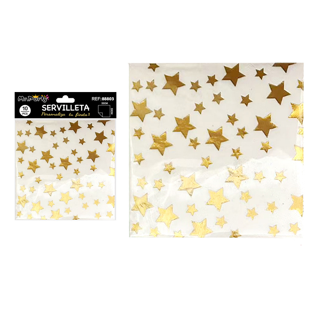 Servilletas estrellas doradas en relieve 33*33cm 10pcs
