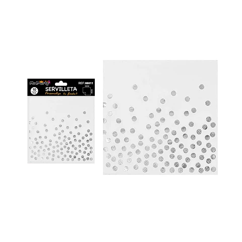Servilletas puntos plateados en relieve 33*33cm 10pcs