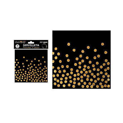Servilletas negros con puntos dorados en relieve 33*33cm 10pcs