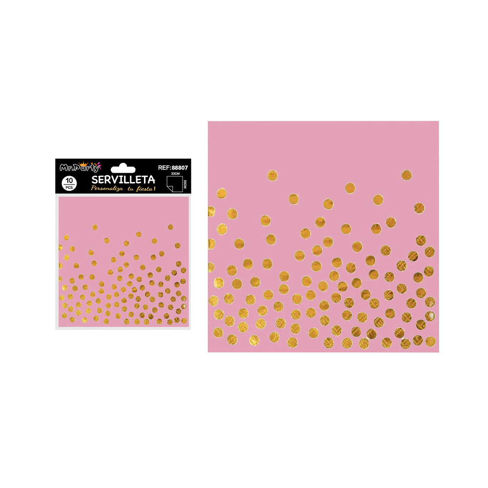 Servilletas rosado con puntos dorados en relieve 33*33cm 10pcs