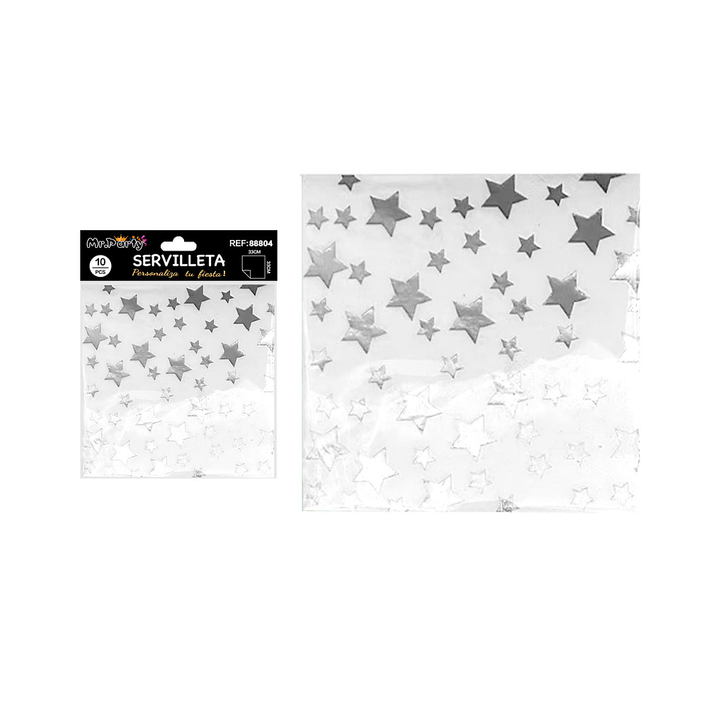 Servilletas estrellas plateadas en relieve 33*33cm 10pcs