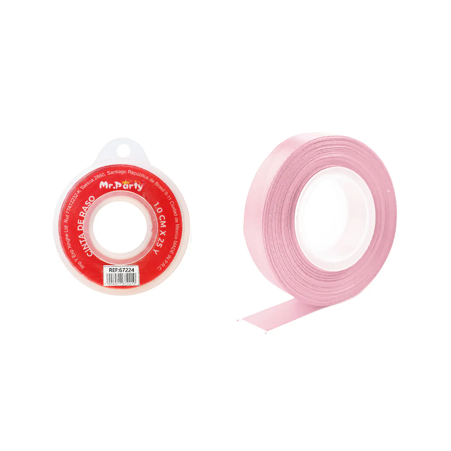 Cinta de raso 1cm*25Y rosado claro 1