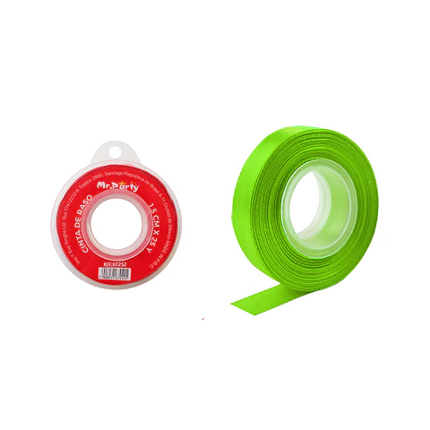 Cinta de raso 1.5cm*25Y verde fluorescente