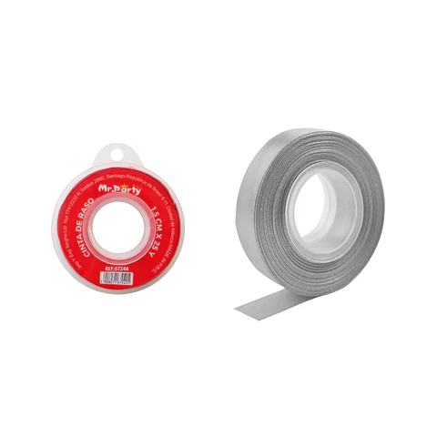 Cinta de raso 1.5cm*25Y gris