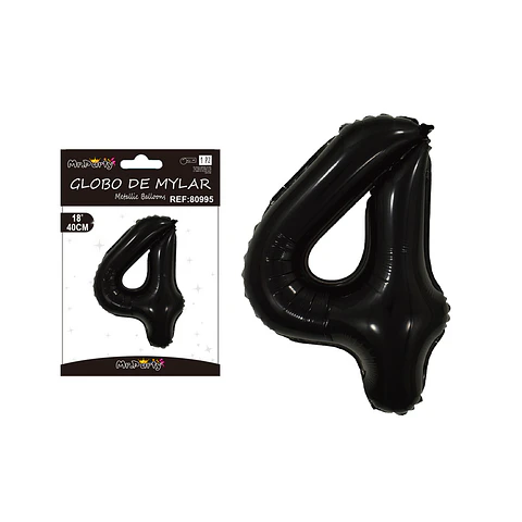 Globo metálico negro 40cm número 4