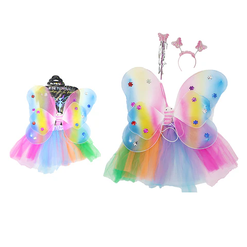 Conjunto de falda con alas de doble capas 4pcs