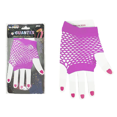 Guantes cortos de mallas fucsia