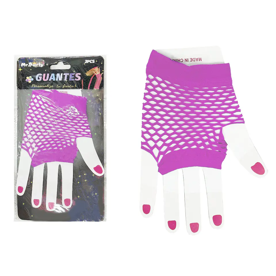 Guantes cortos de mallas fucsia 1