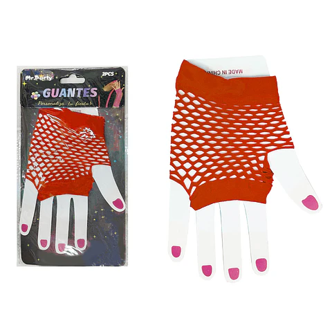 Guantes cortos de mallas rojo