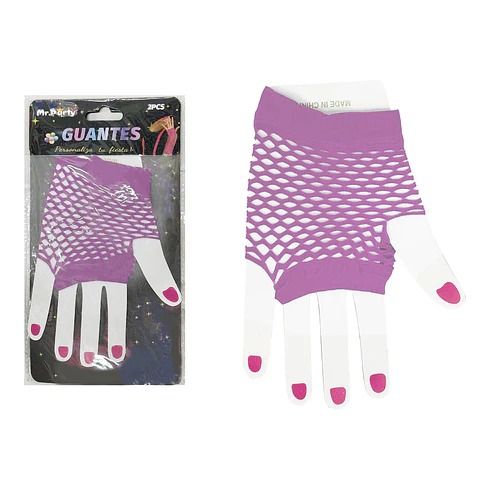 Guantes cortos de mallas rosa