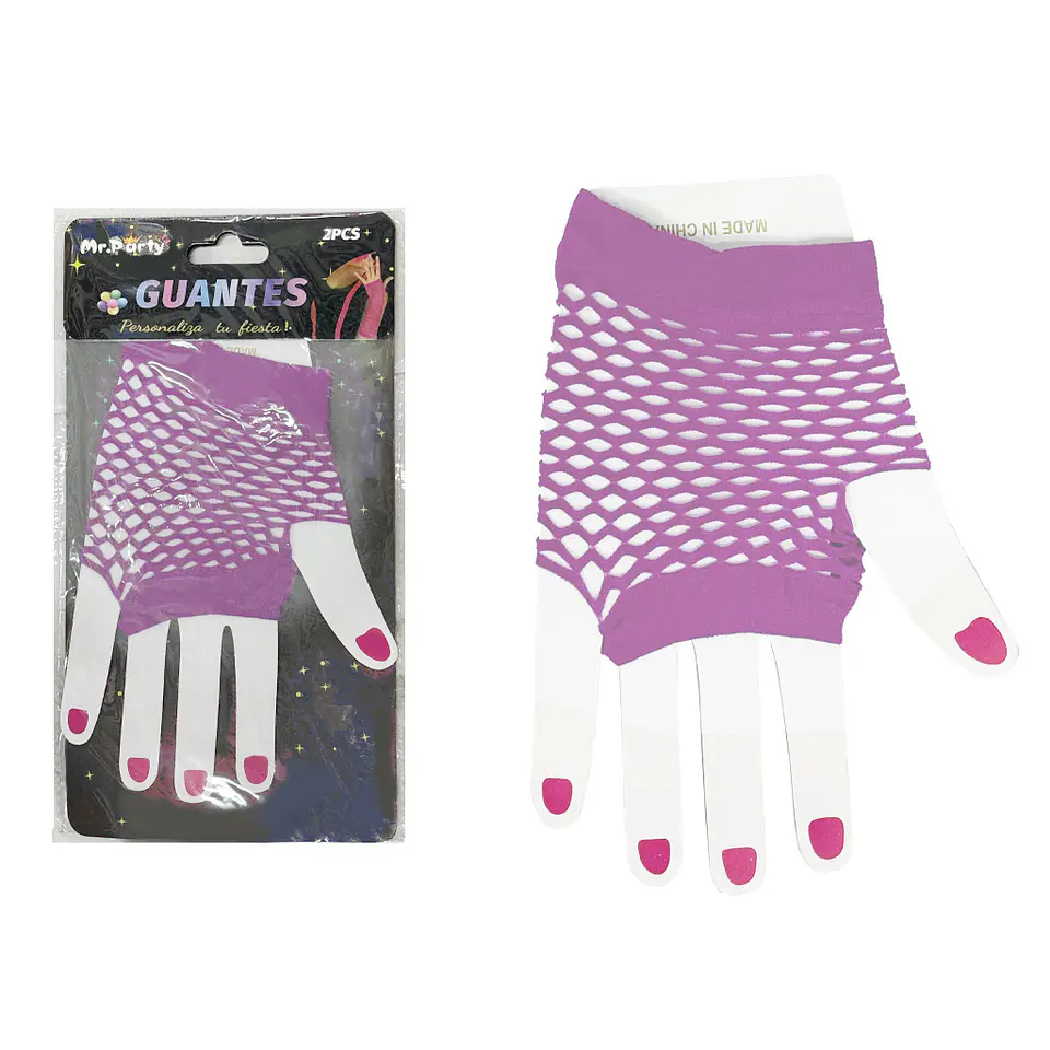 Guantes cortos de mallas rosa 1