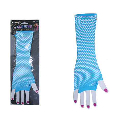 Guantes largos de mallas azul