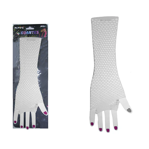 Guantes largos de mallas blanco
