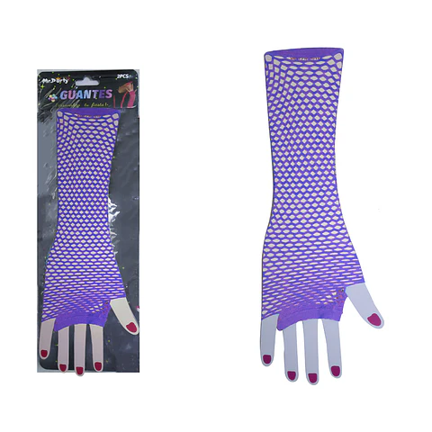 Guantes largos de mallas morado