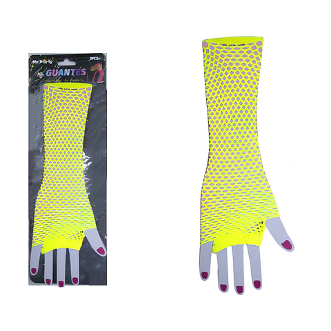 Guantes largos de mallas amarillo