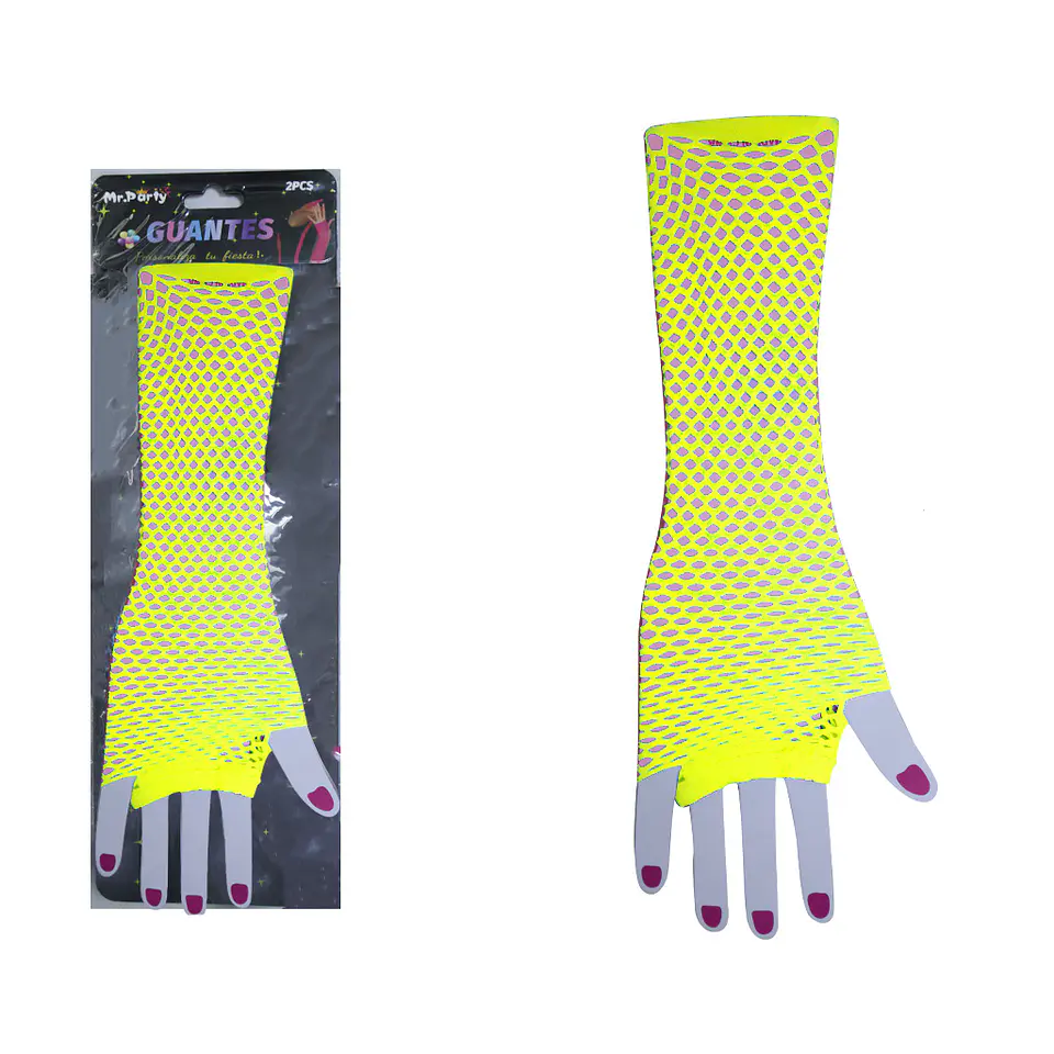 Guantes largos de mallas amarillo 1