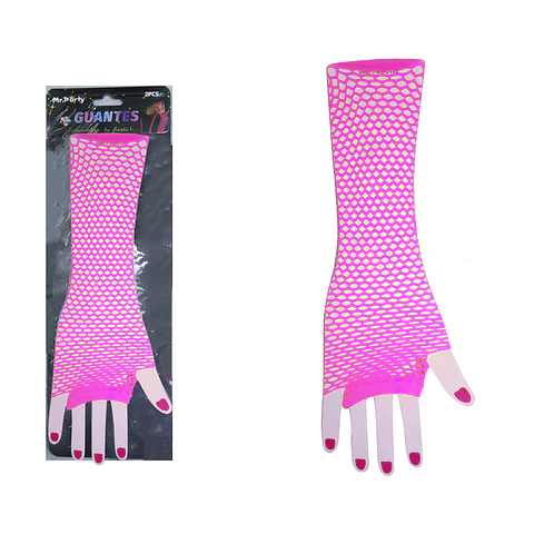Guantes largos de mallas fucsia