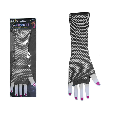 Guantes largos de mallas negro