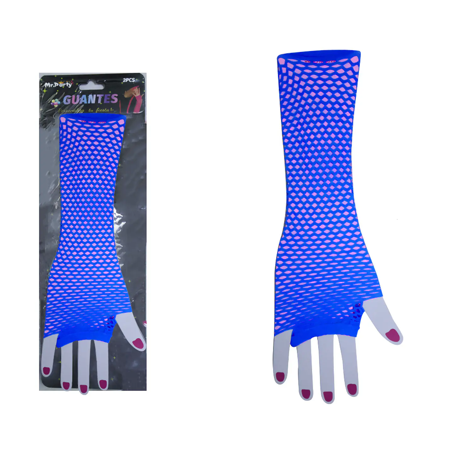 Guantes largos de mallas azul oscuro 1