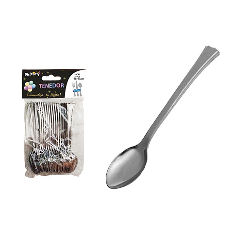 Cucharas desechables grande plateado 17cm 12pcs