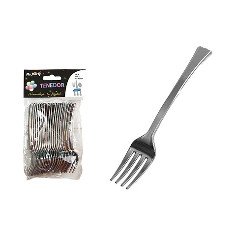 Tenedores desechables grande plateado 18.5cm 12pcs