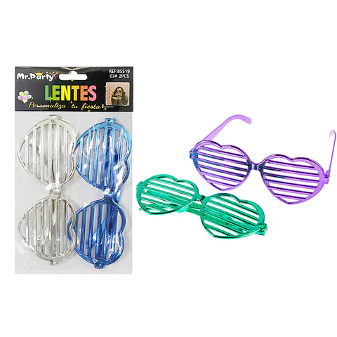 Lentes cotillón corazón para fiestas color aleatorio 2pcs