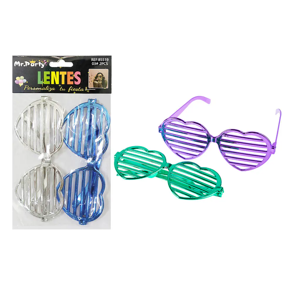 Lentes cotillón corazón para fiestas color aleatorio 2pcs 1