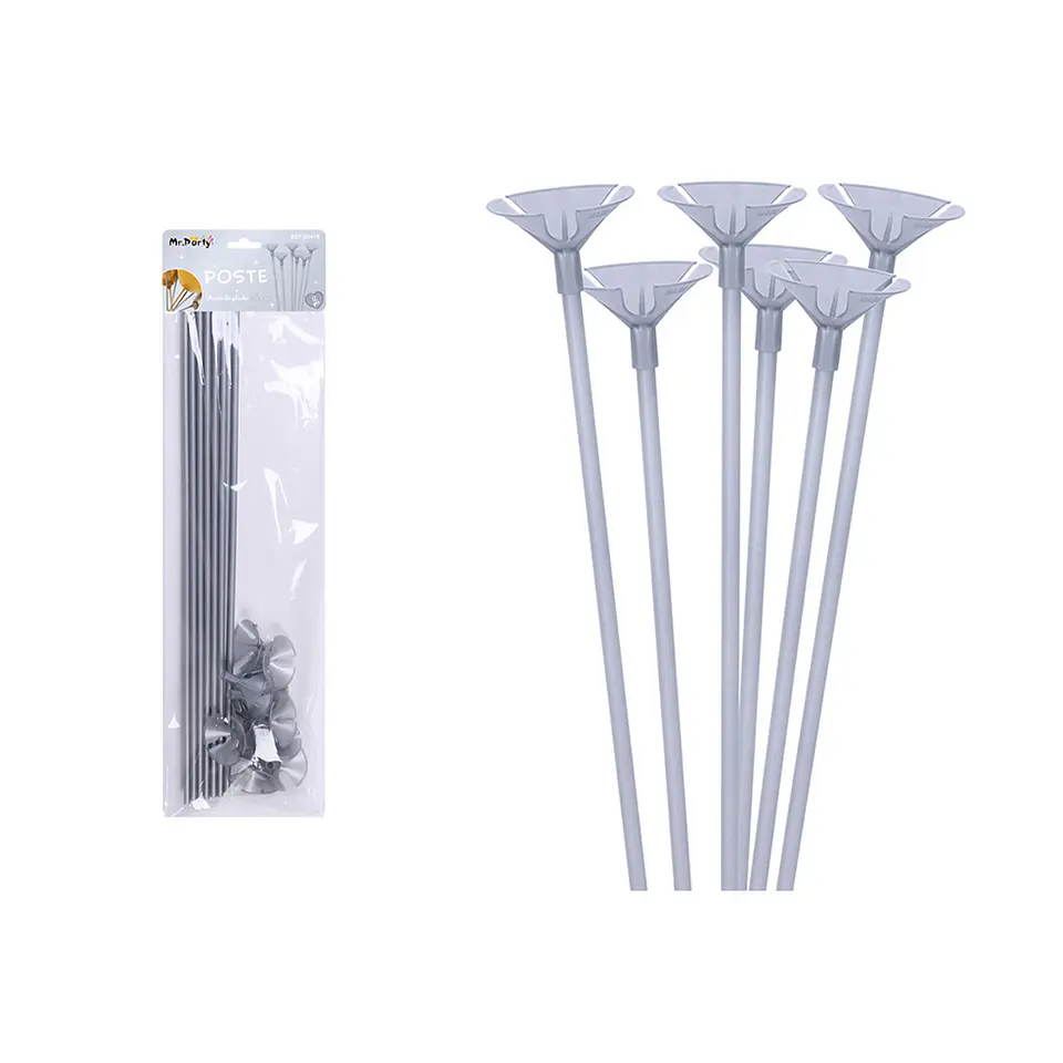 Varillas para globos color plateado 42cm 12pcs 1