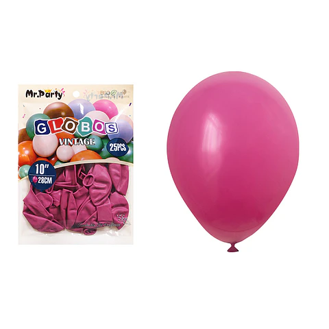 Globos vintage retro de látex fucsia 28cm 25pcs