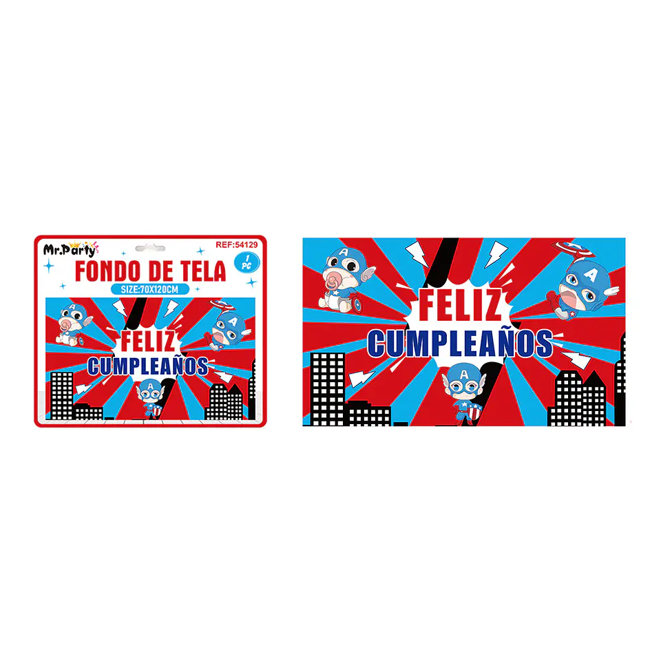 Fondo de tela feliz cumpleaños Superman 120*70cm 1