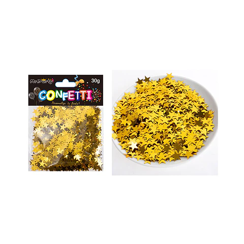 Confetti metálico de estrella dorado 30g