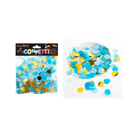 Confetti redonda azul y dorado 40g