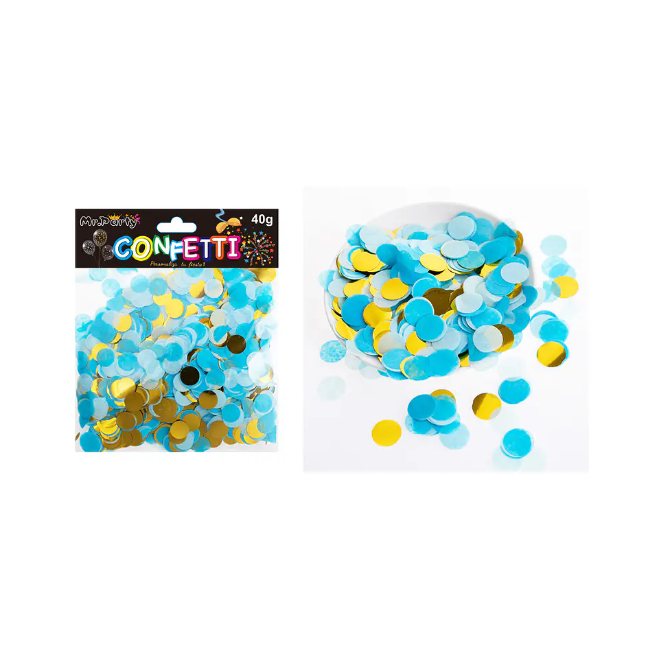 Confetti redonda azul y dorado 40g 1
