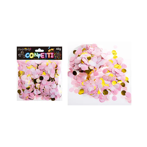 Confetti redonda rosa y dorado 40g