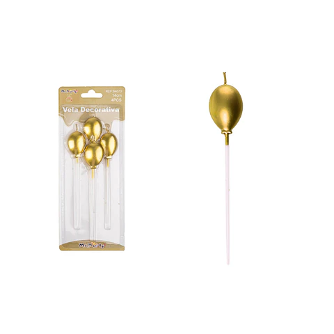 Velas de globos dorado metálico 14cm 4pcs