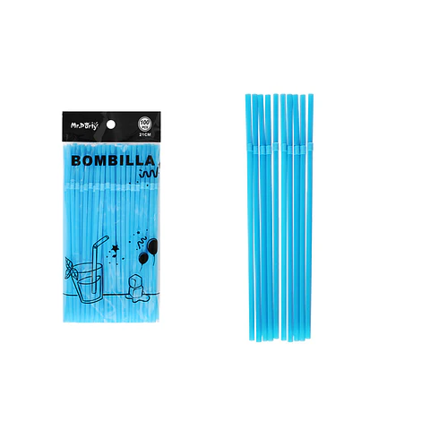 Bombillas de plásticas flexibles azul 21cm 100pcs