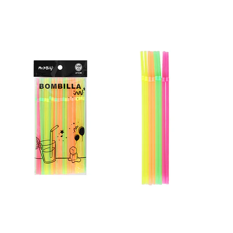 Bombillas de plásticas flexible fluorescentes multicolor 21cm 100pcs