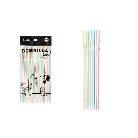 Bombillas de plásticas flexibles con rayas blancas 21cm 100pcs