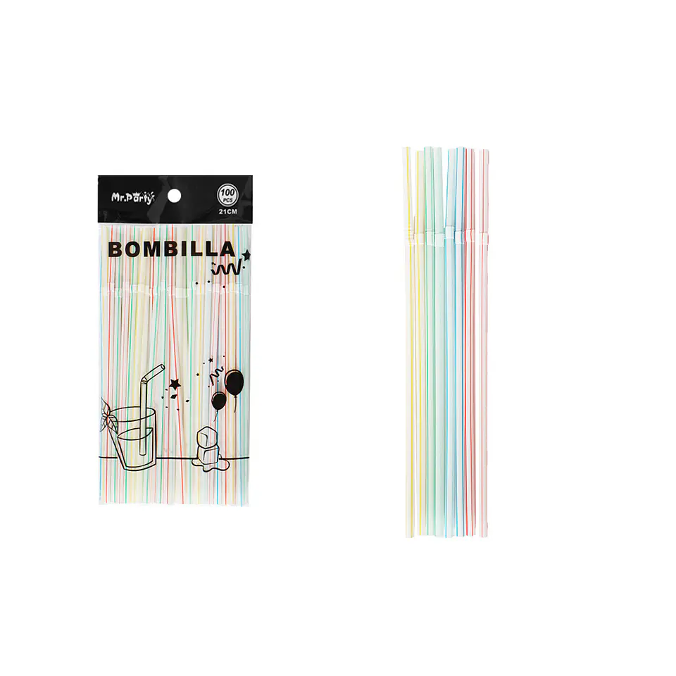 Bombillas de plásticas flexibles con rayas blancas 21cm 100pcs 1