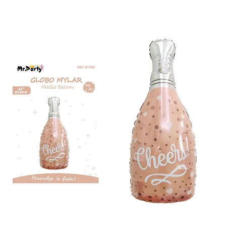 Globo metálico botella de champán 86*45cm