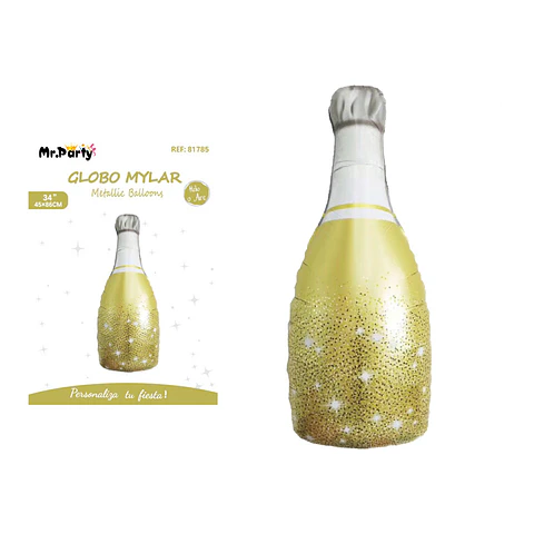 Globo metálico botella de champán dorado 86*45cm