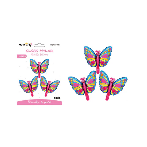 Globo metálico mariposa mini 28*36.5cm 3pcs