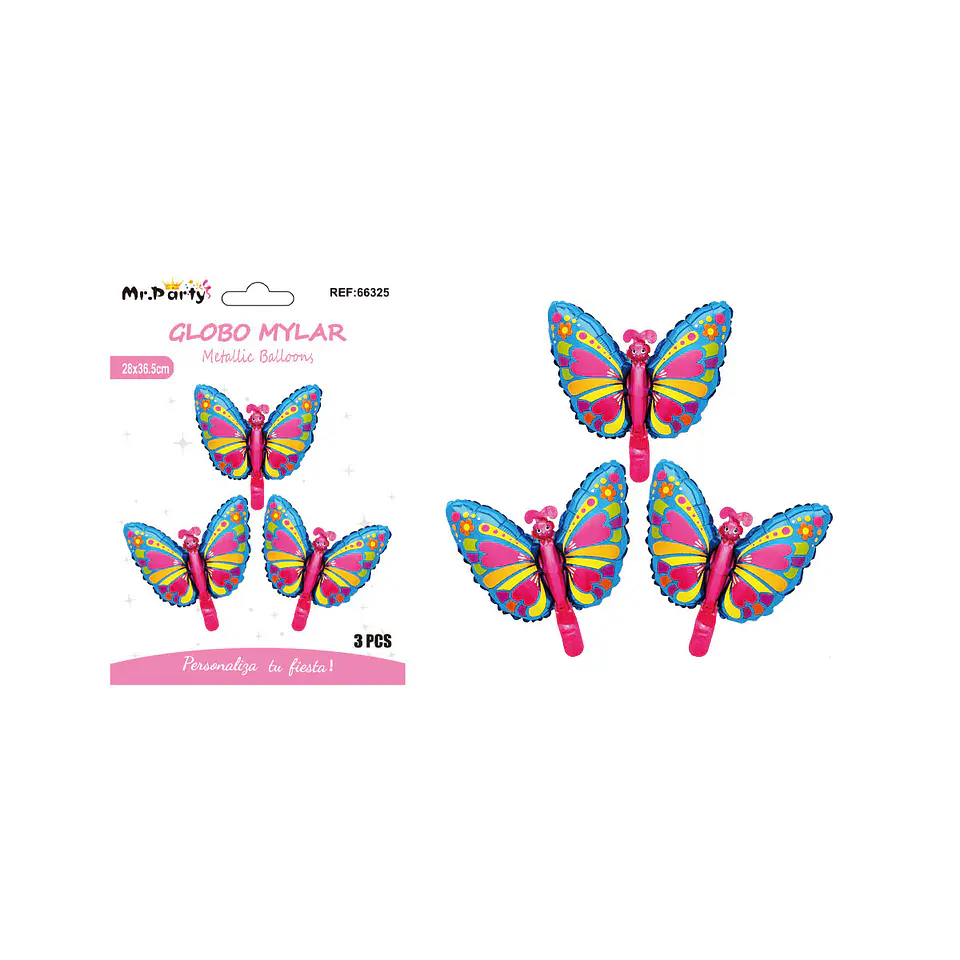 Globo metálico mariposa mini 28*36.5cm 3pcs 1