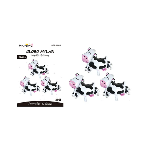 Globo metálico vaca mini 32*41cm 3pcs