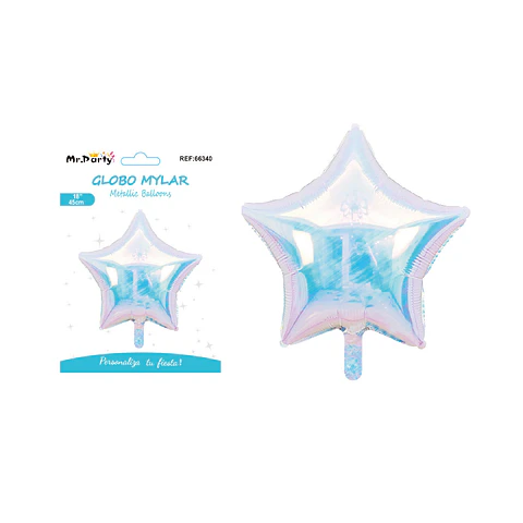 Globo metálico estrella blanco perla 45cm