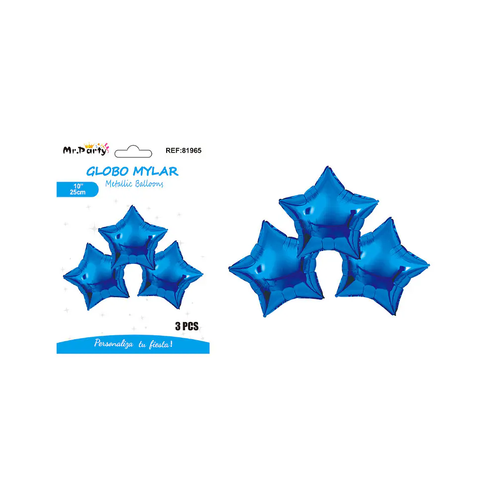 Globo metálico estrella azul oscuro 25cm 3pcs  