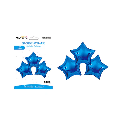 Globo metálico estrella azul oscuro 25cm 3pcs  
