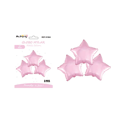 Globo metálico estrella rosado claro 25cm 3pcs  