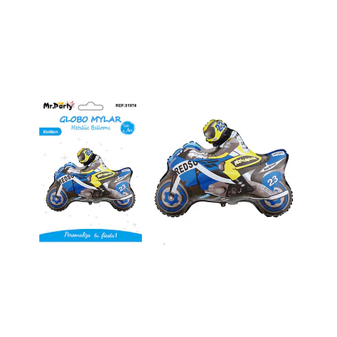 Globo metálico motocicleta azul 66*53cm  